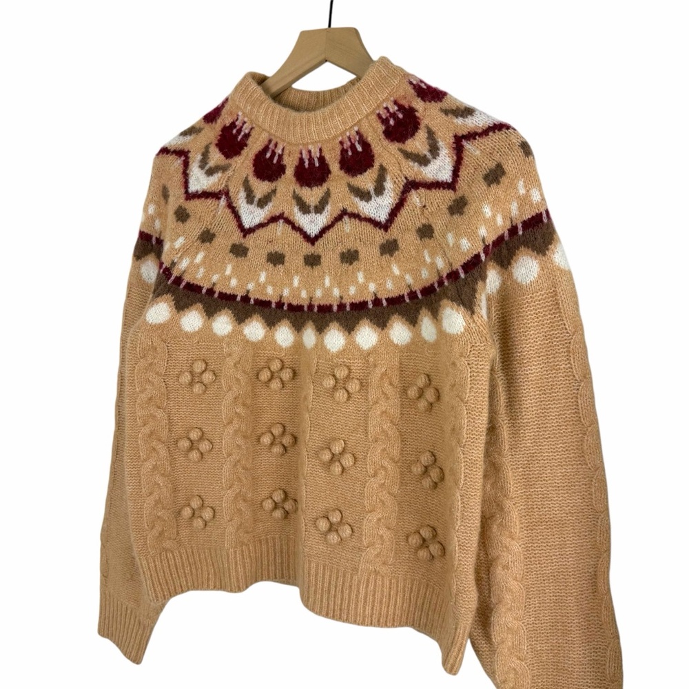 Scotch & Soda Tulip Fairisle Crewneck Sweater Beige Size Medium - Picture 4 of 10